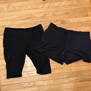 Tek Gear Women Black Shorts & Yoga Pants Duo